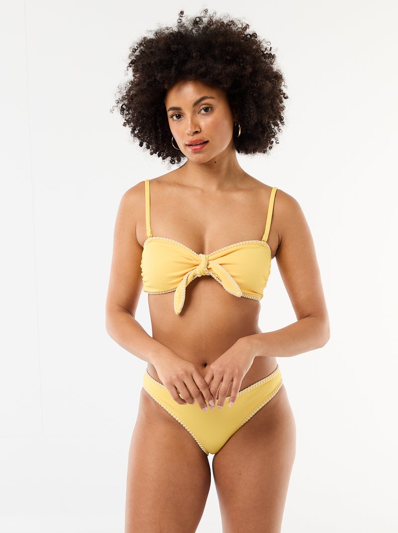 Top bandeau de biquíni com pespontos contrastantes Amarelo - Kiabi
