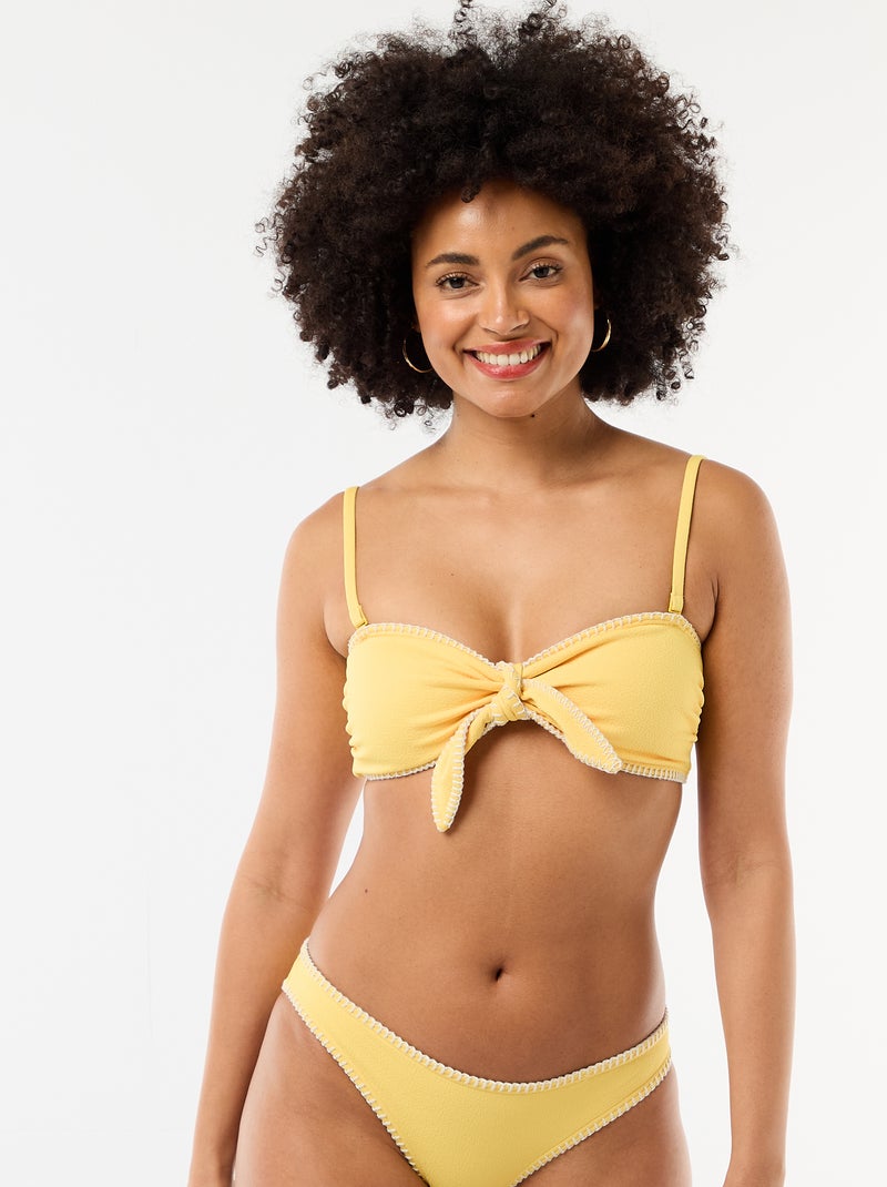 Top bandeau de biquíni com pespontos contrastantes Amarelo - Kiabi