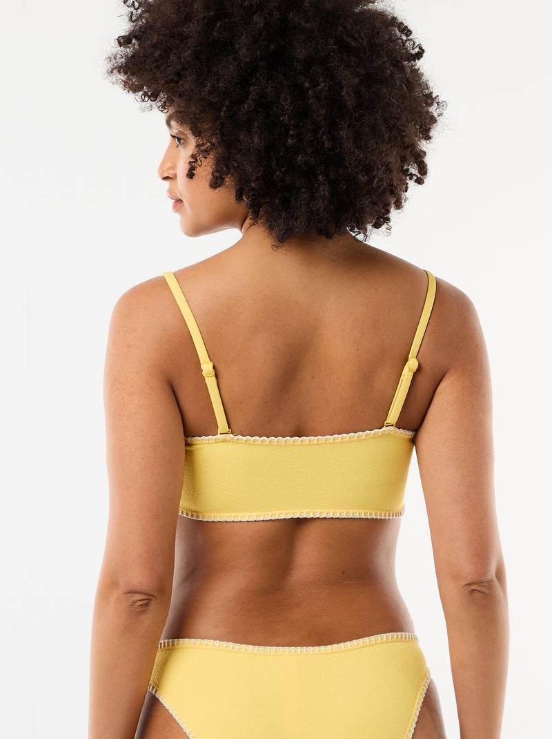 Top bandeau de biquíni com pespontos contrastantes Amarelo - Kiabi