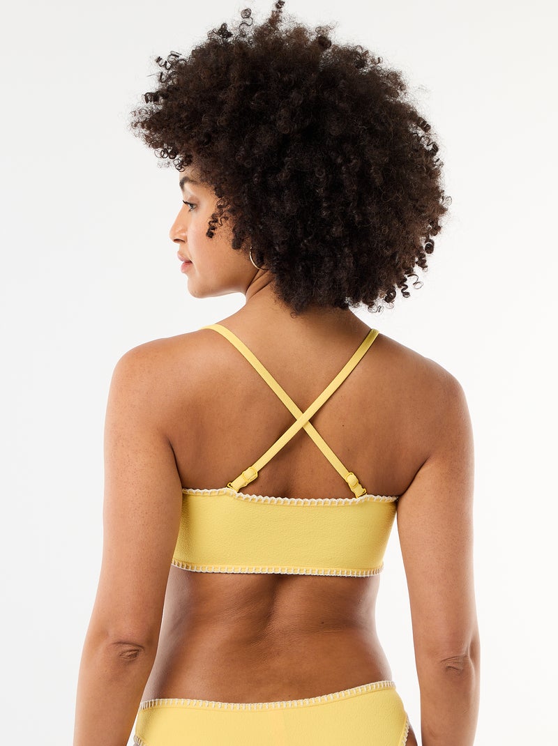 Top bandeau de biquíni com pespontos contrastantes Amarelo - Kiabi