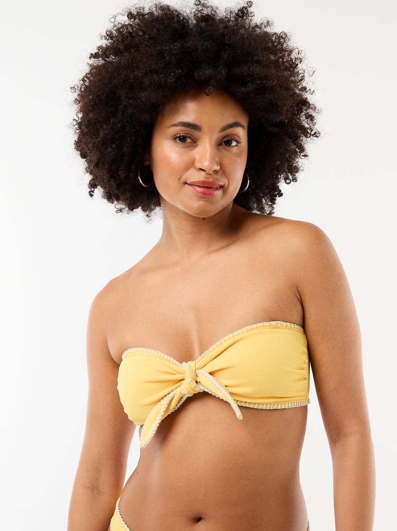 Top bandeau de biquíni com pespontos contrastantes Amarelo - Kiabi