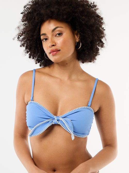 Top bandeau de biquíni com pespontos contrastantes - Kiabi