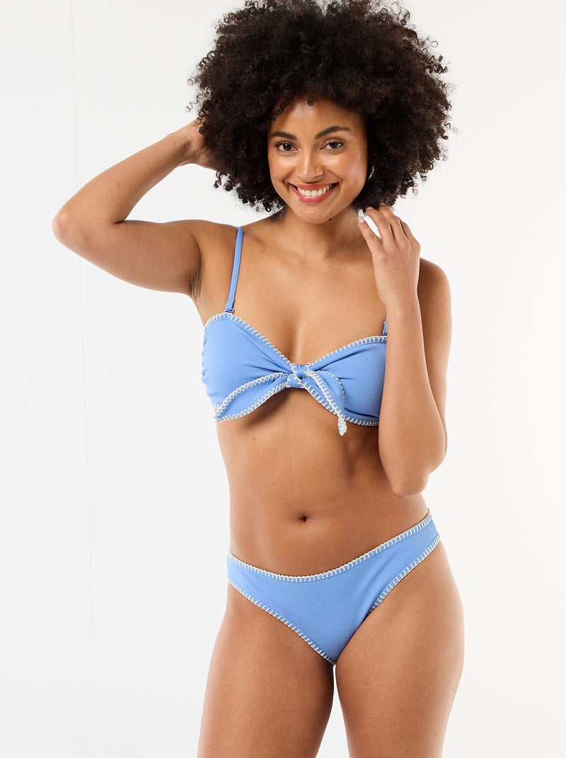 Top bandeau de biquíni com pespontos contrastantes Azul - Kiabi