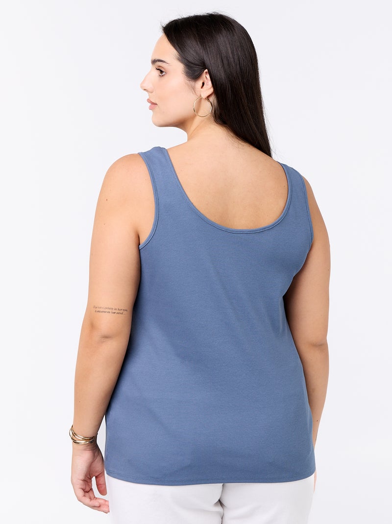Top básico canelado Azul - Kiabi