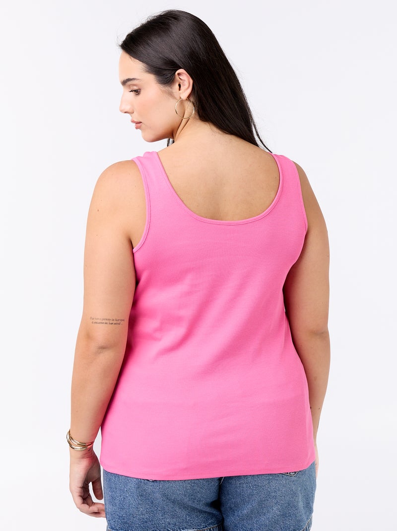 Top básico canelado Rosa - Kiabi