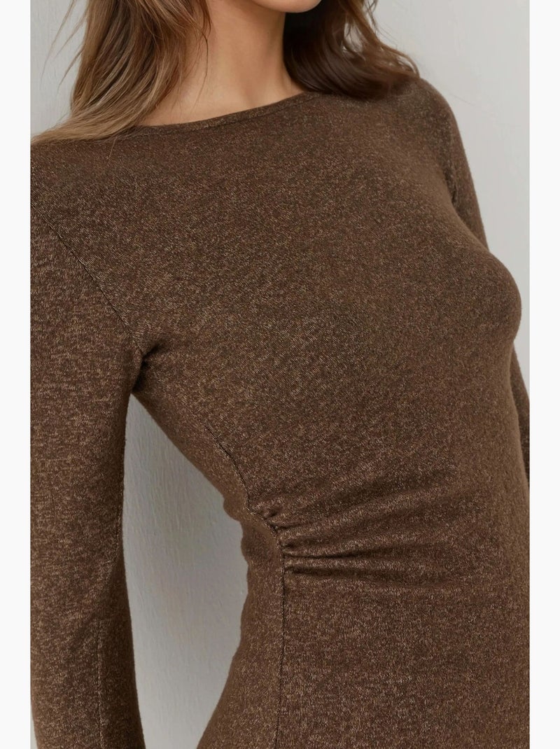 Top básico em mistura de viscose hiccup Castanho-escuro - Kiabi