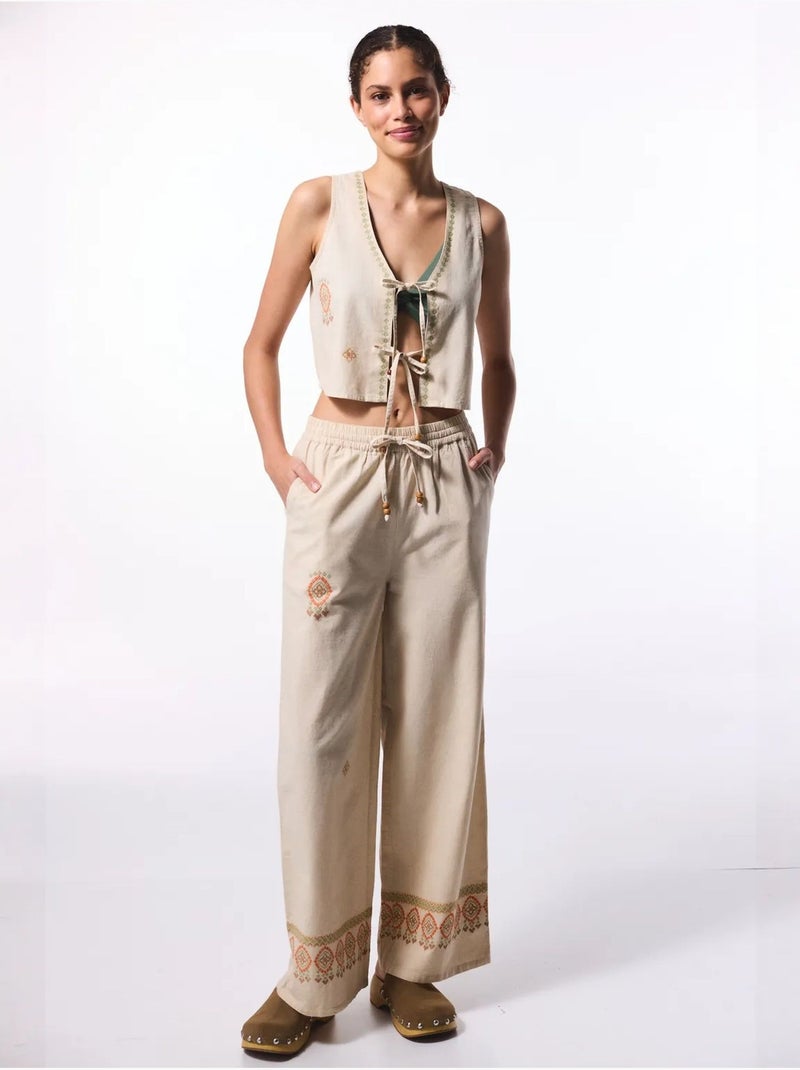 Top boho de linho penti Bege natural - Kiabi