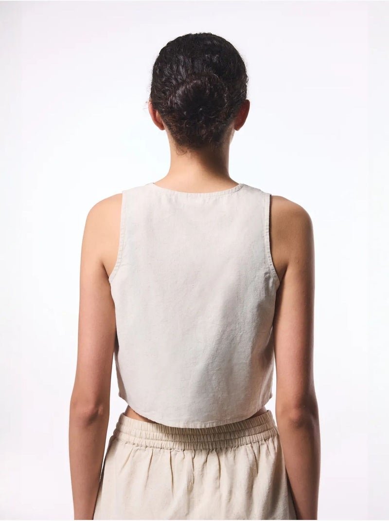 Top boho de linho penti Bege natural - Kiabi