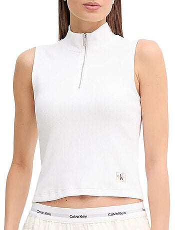Top Branco Calvin Klein Jeans A-Woven para Mulher