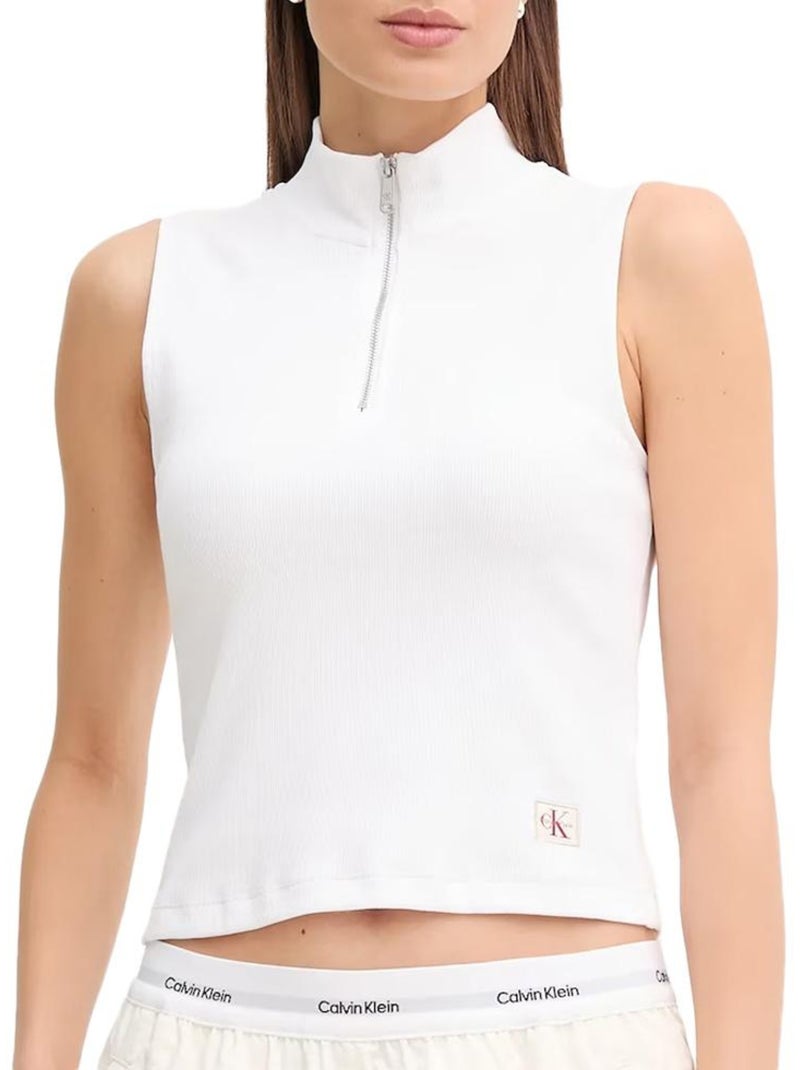 Top Branco Calvin Klein Jeans A-Woven para Mulher Branco - Kiabi