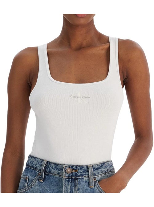Top Branco Calvin Klein Jeans Monogram para Mulher - Kiabi Top Branco Calvin Klein Jeans Monogram para Mulher - Kiabi