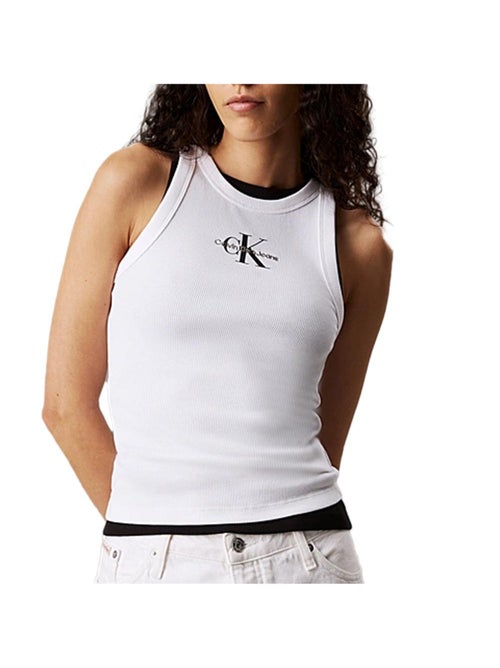 Top Branco Calvin Klein Jeans Monologo para Mulher - Kiabi Top Branco Calvin Klein Jeans Monologo para Mulher - Kiabi