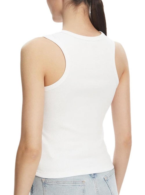 Top Branco de Mulher Calvin Klein Jeans com Etiqueta Tecida - Kiabi Top Branco de Mulher Calvin Klein Jeans com Etiqueta Tecida - Kiabi