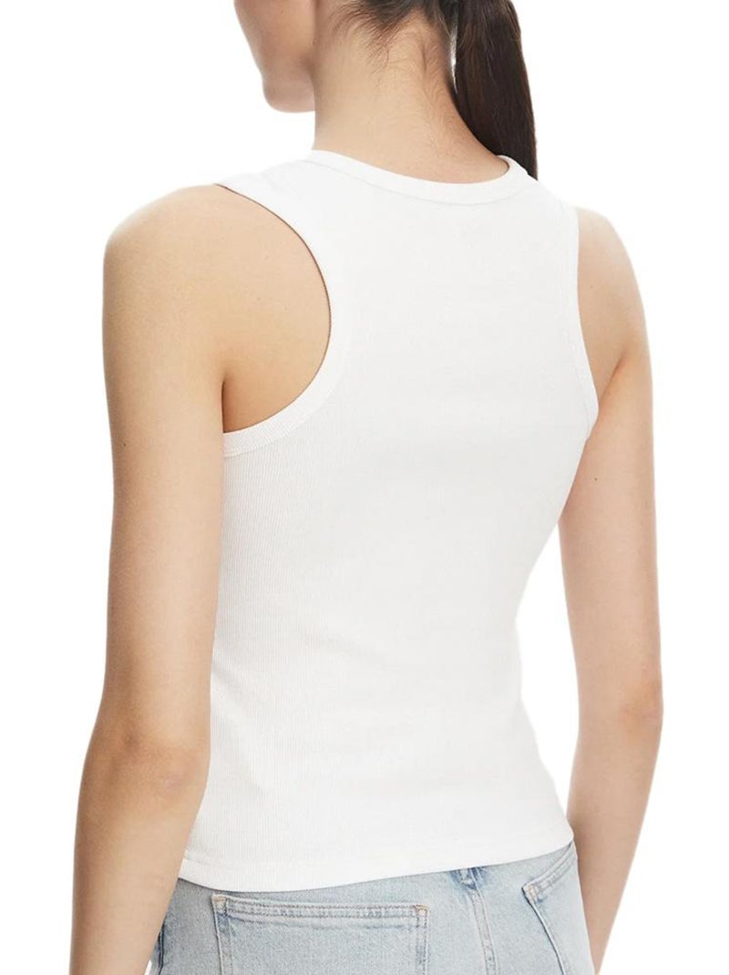 Top Branco de Mulher Calvin Klein Jeans com Etiqueta Tecida Branco - Kiabi