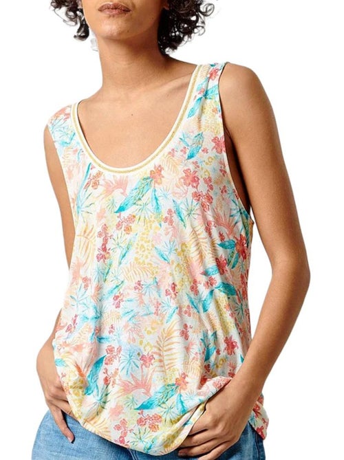 Top Branco Floral para Mulher Kaporal Freda - Kiabi Top Branco Floral para Mulher Kaporal Freda - Kiabi