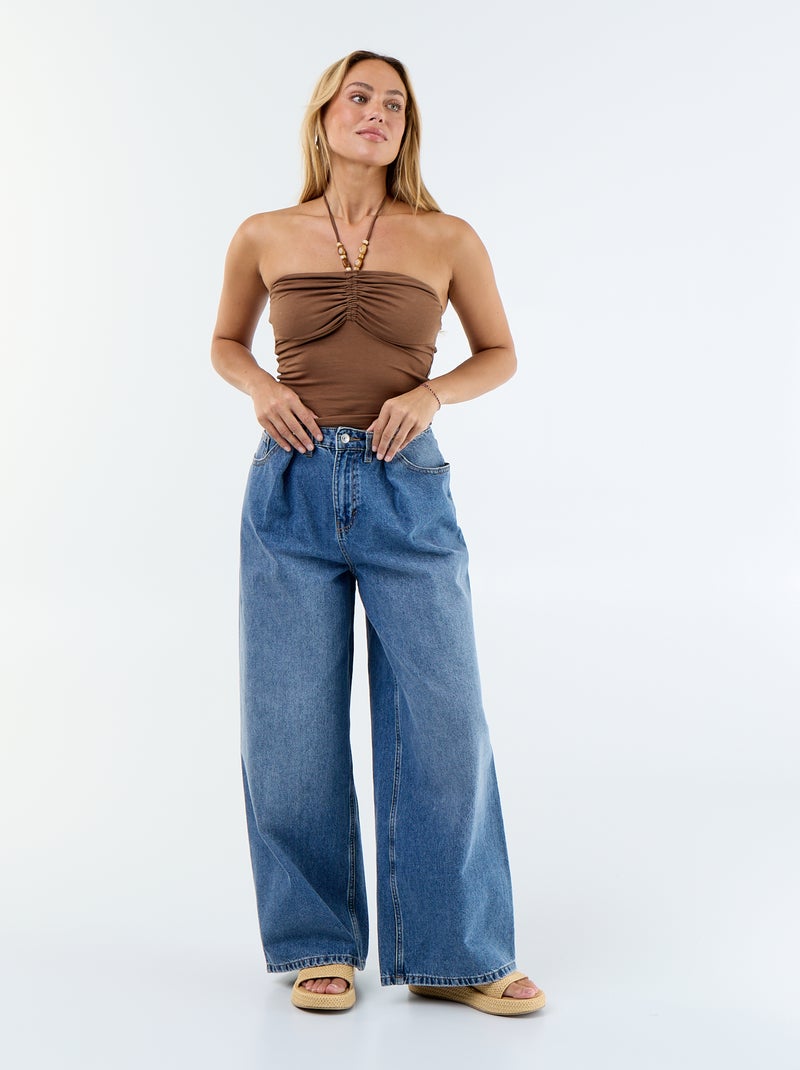 Top bustier com gola halter Castanho - Kiabi