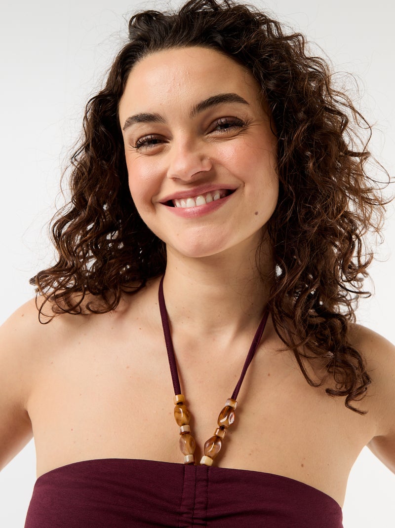 Top bustier com gola halter Castanho - Kiabi