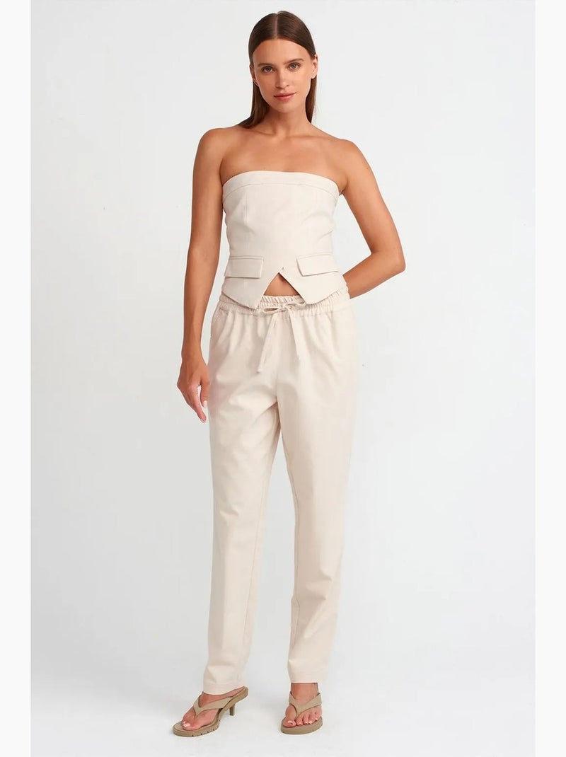 Top bustier justo curto com fecho dilvin Creme - Kiabi