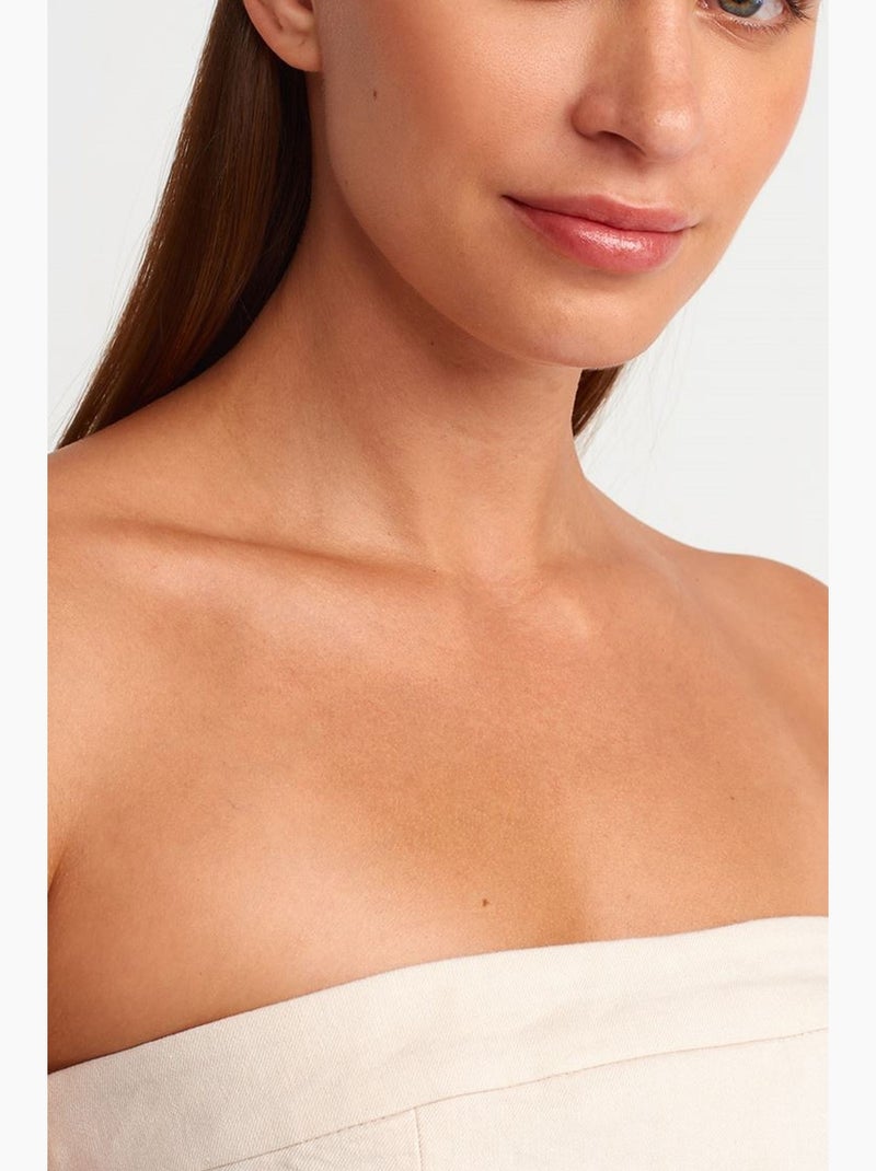 Top bustier justo curto com fecho dilvin Creme - Kiabi