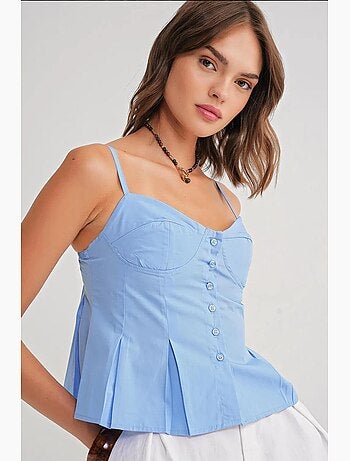 Top cami com decote coração, botões à frente e peplum mixray
