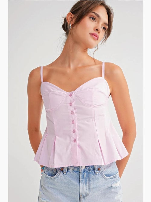 Top cami com decote coração, botões à frente e peplum mixray - Kiabi