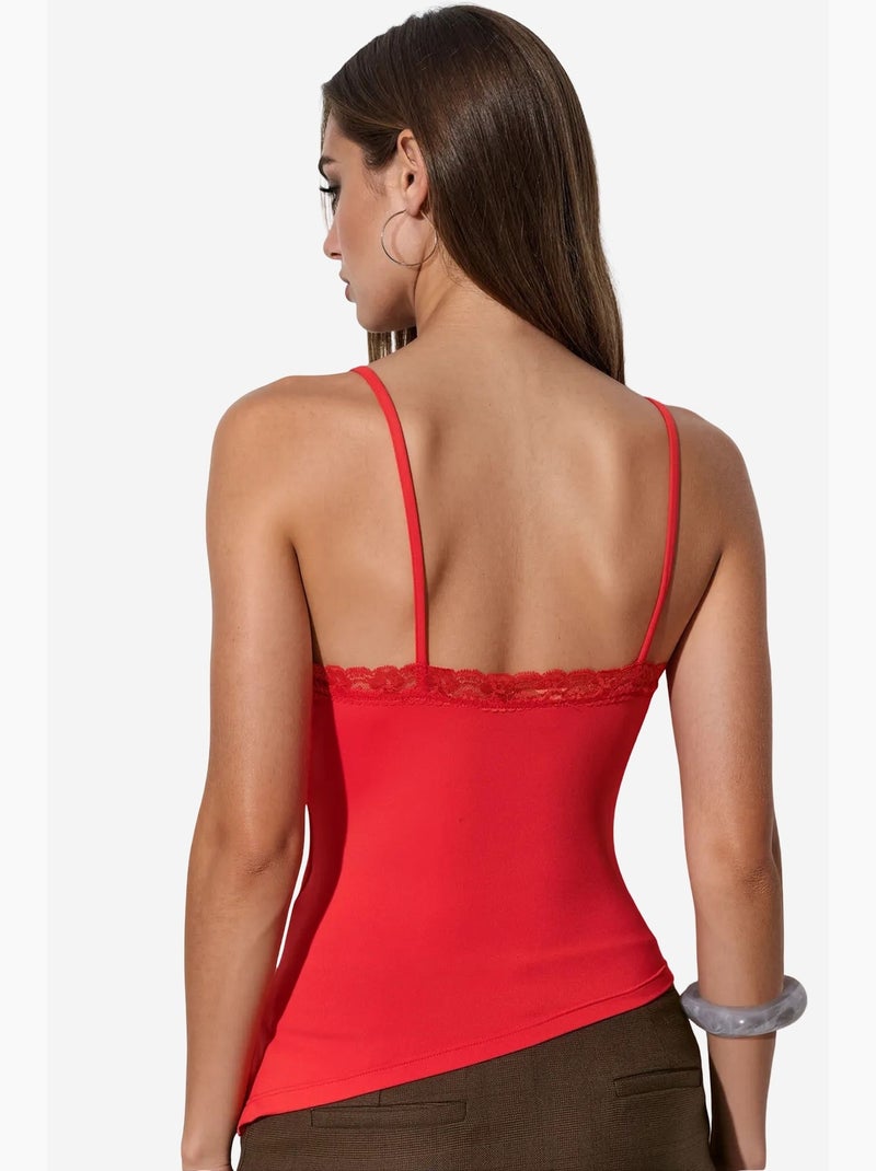 Top cami cropped justo com bordado busem Vermelho - Kiabi