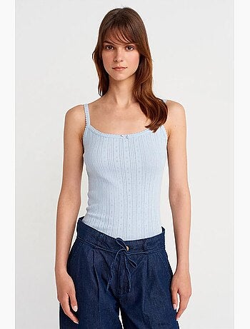 Top cami de algodão canelado slim fit dilvin