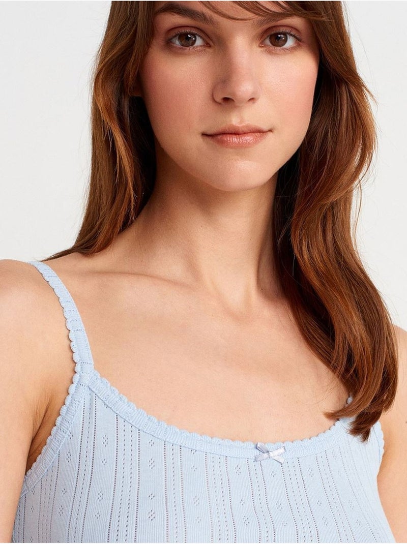 Top cami de algodão canelado slim fit dilvin Azul-céu - Kiabi