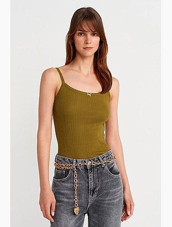 Top cami de algodão canelado slim fit dilvin