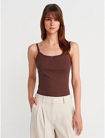 Top cami de algodão canelado slim fit dilvin