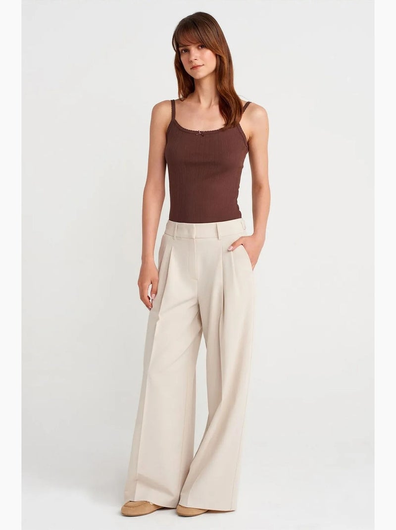 Top cami de algodão canelado slim fit dilvin Castanho - Kiabi