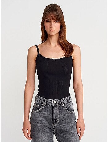 Top cami de algodão canelado slim fit dilvin