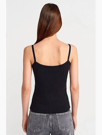 Top cami de algodão canelado slim fit dilvin
