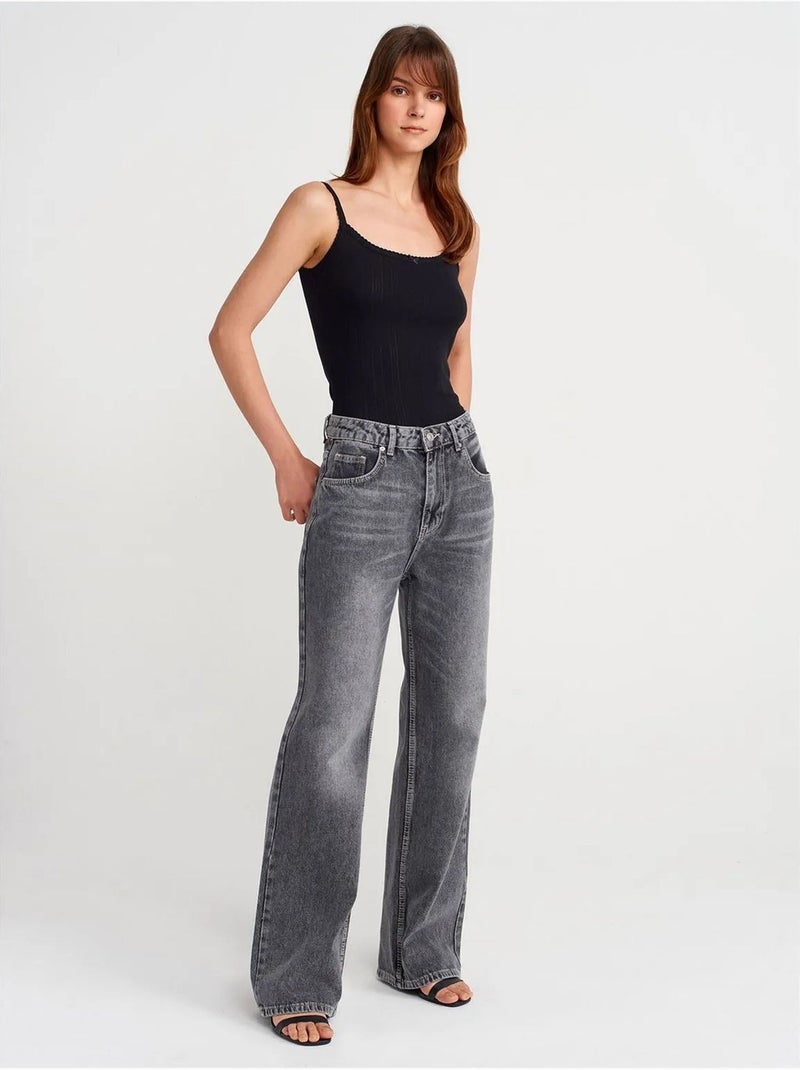 Top cami de algodão canelado slim fit dilvin Preto - Kiabi
