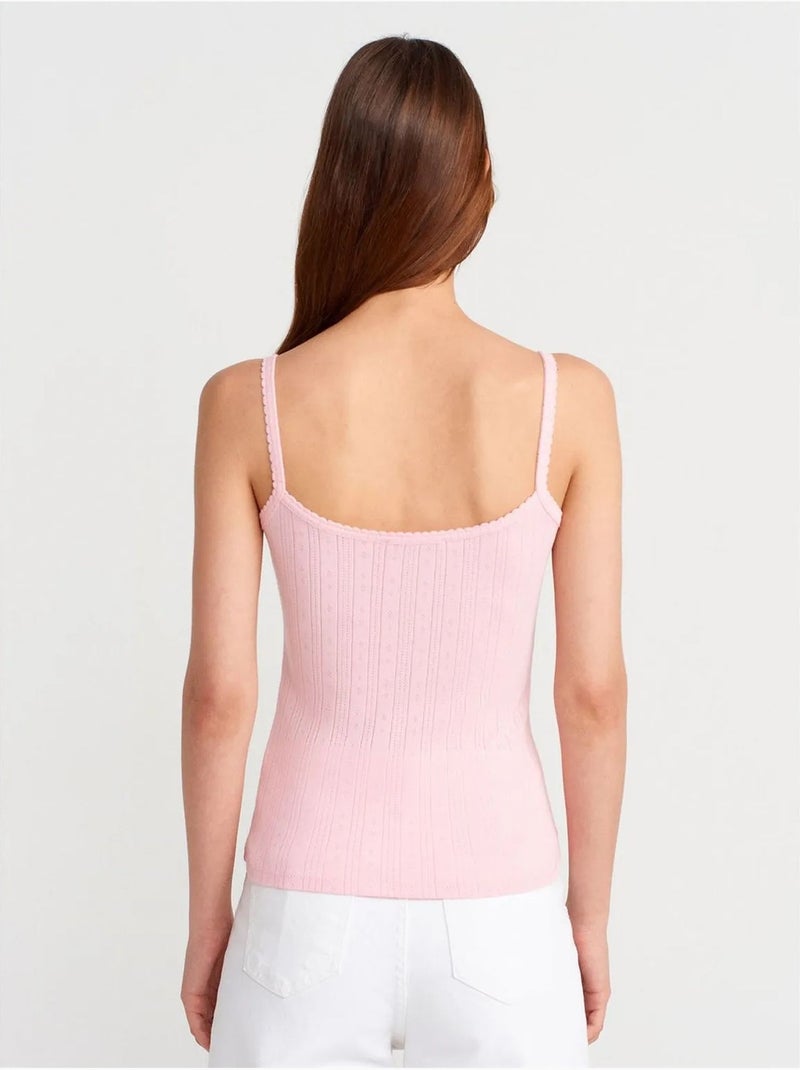 Top cami de algodão canelado slim fit dilvin Rosa-claro - Kiabi