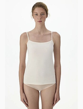 Top cami de algodão com decote quadrado penti