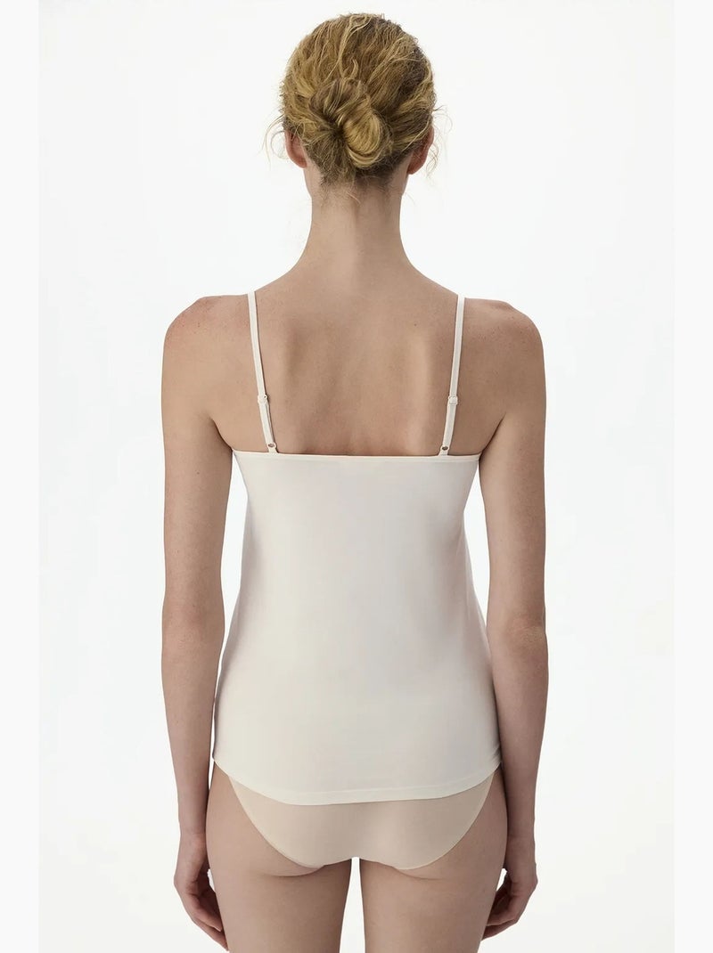 Top cami de algodão com decote quadrado penti Ecru - Kiabi