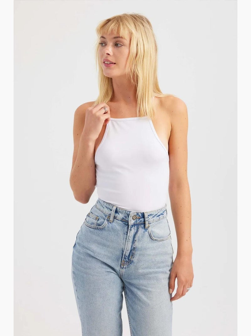 Top cami em algodão com decote halter hiccup Branco - Kiabi