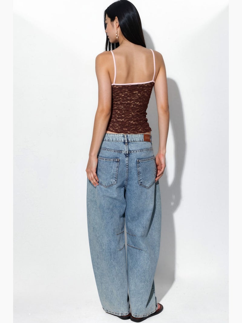 Top cami justo com cut-out busem Castanho - Kiabi