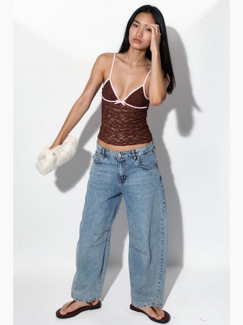 Top cami justo com cut-out busem Castanho - Kiabi