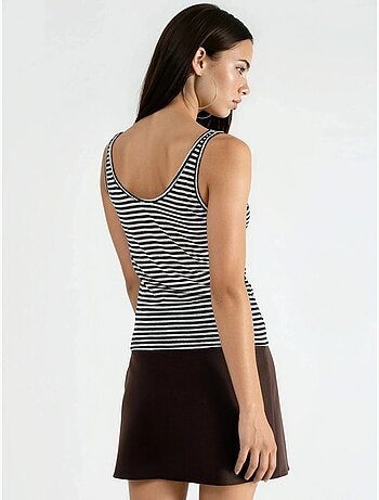 Top camisola canelado às riscas com decote em u busem