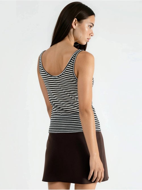 Top camisola canelado às riscas com decote em u busem - Kiabi