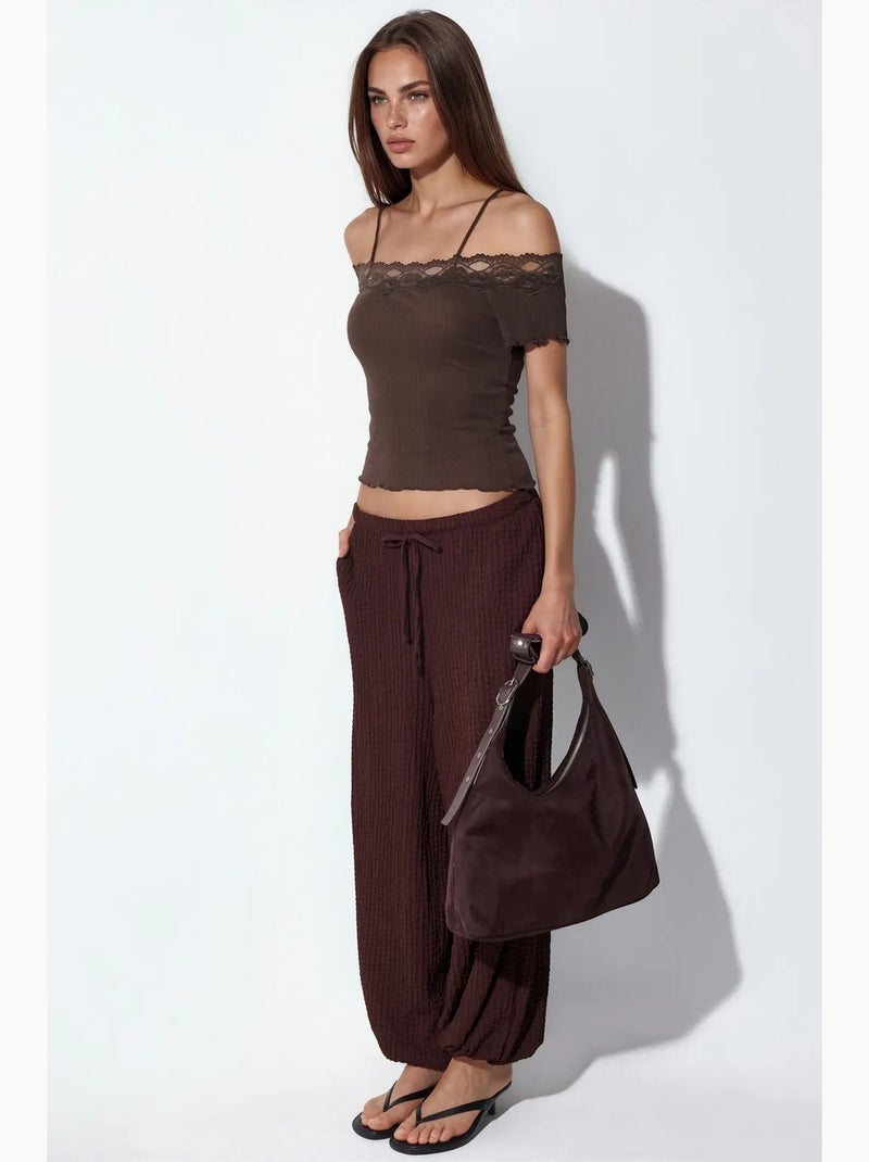 Top camisola de algodão canelado com decote quadrado busem Preto - Kiabi