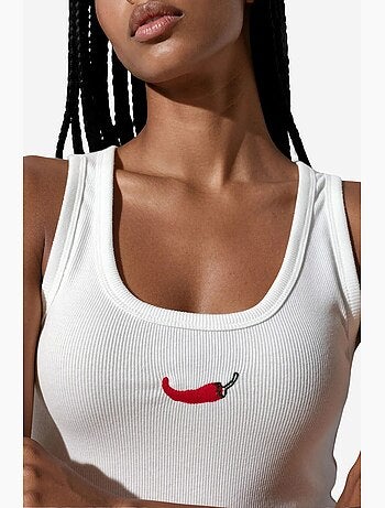 Top camisola de malha bordada busem