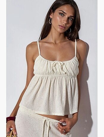 Top camisola em crepe liso busem