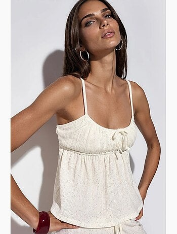 Top camisola em crepe liso busem