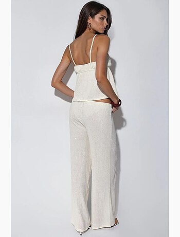 Top camisola em crepe liso busem