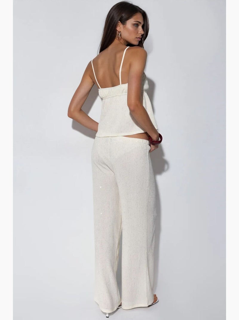 Top camisola em crepe liso busem Branco sujo - Kiabi