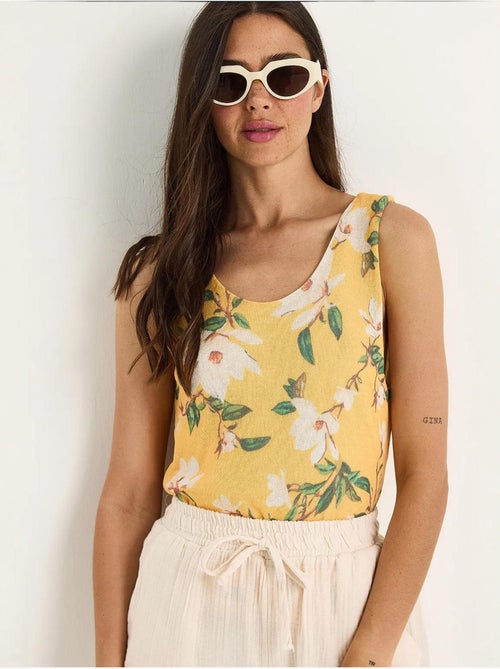 Top camisola floral em algodão-lycra lucci - Kiabi Top camisola floral em algodão-lycra lucci - Kiabi