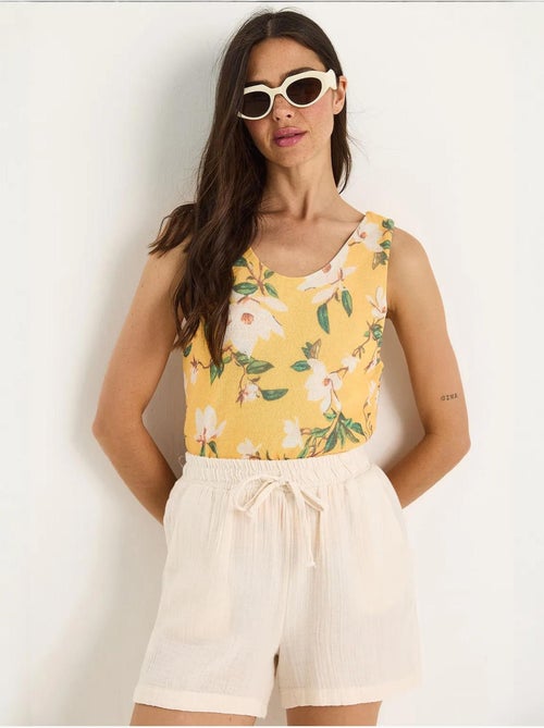 Top camisola floral em algodão-lycra lucci - Kiabi Top camisola floral em algodão-lycra lucci - Kiabi